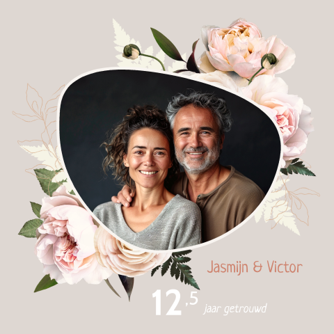 Jubileum Uitnodiging 12,5 jaar getrouwd foto en rozen