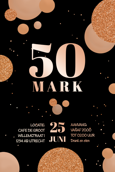 Uitnodiging 50e verjaardag met hippe confetti