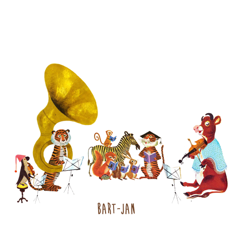 Geboortekaartje met muziekbandje / orkest nostalgisch