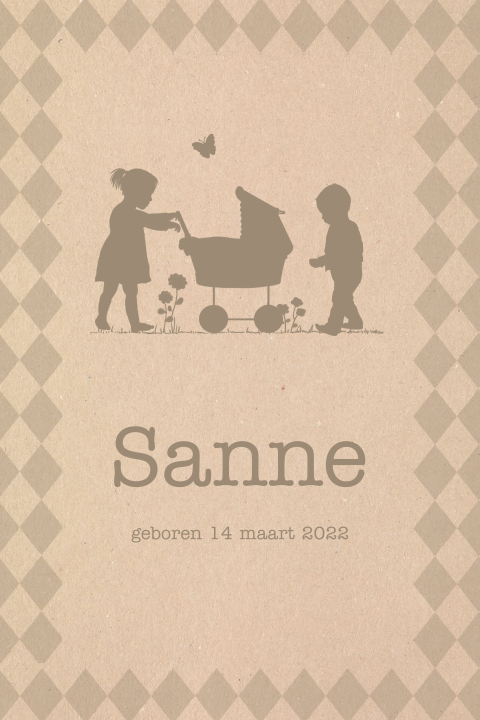 Geboortekaartje jongen meisje derde kindje