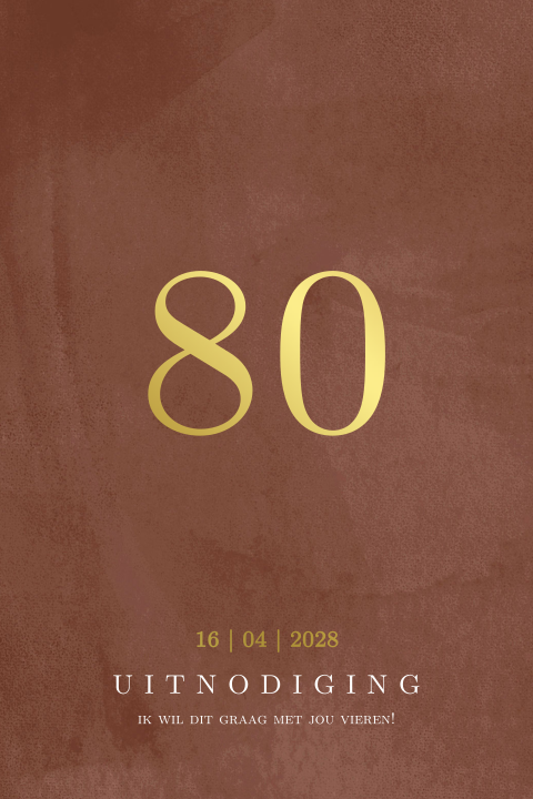 80 jaar uitnodiging met goudfolie