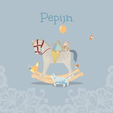 Geboortekaartje voor een jongetje met hobbelpaard