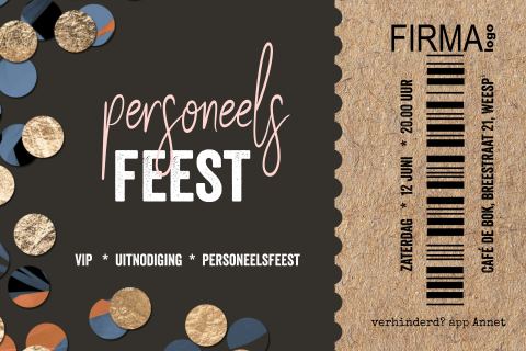 Hippe uitnodiging personeelsfeest in party ticket