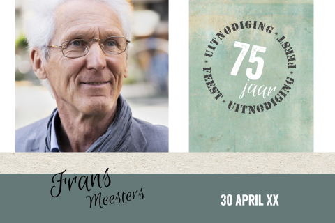 Verjaardagsuitnodiging 75 jaar met foto en kraftlook