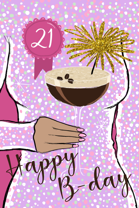 Verjaardagskaart cocktail vrouw