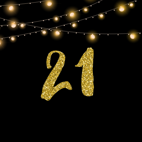 Uitnodiging 21-diner met gouden glitters