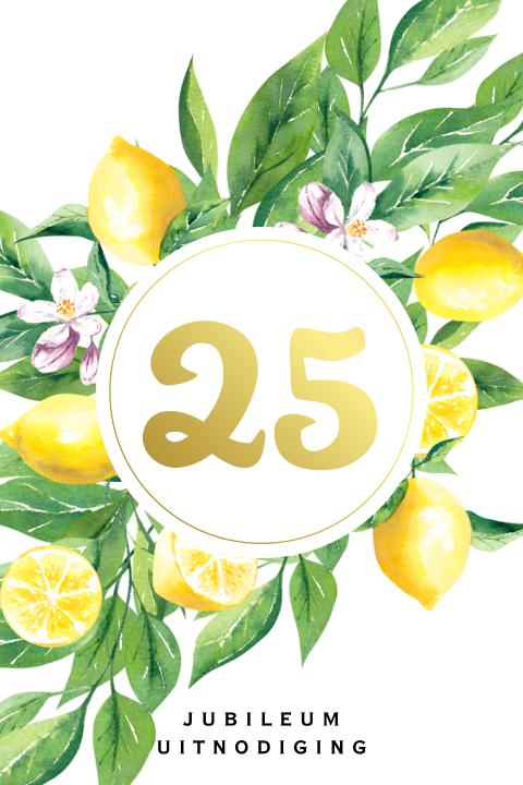 Uitnodiging 25  jaar getrouwd zomers met citroen