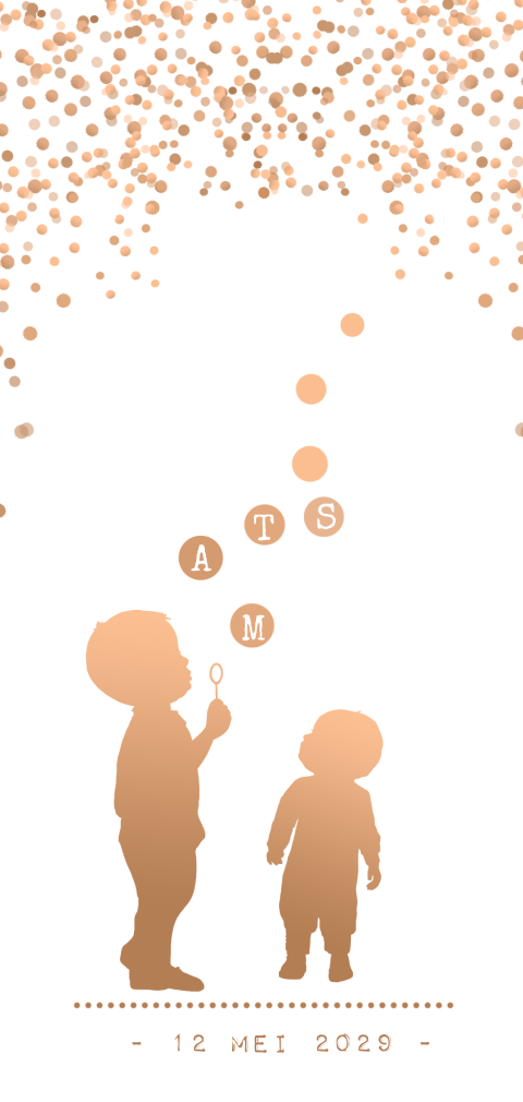 Moderne staande geboortekaart jongen met bellenblaas