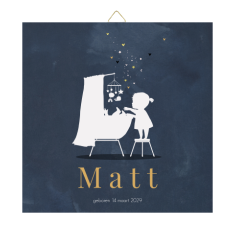 Geboortetegel 2 kindje met wieg