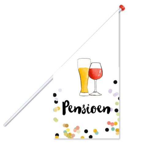 Vlag pensioen feest confetti bier en wijn