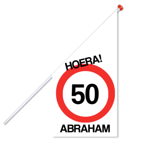 Vlag met verkeersbord abraham 50 jaar