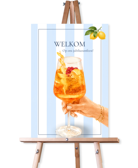 Welkomstbord voor een feest maken met citroenen & cocktails