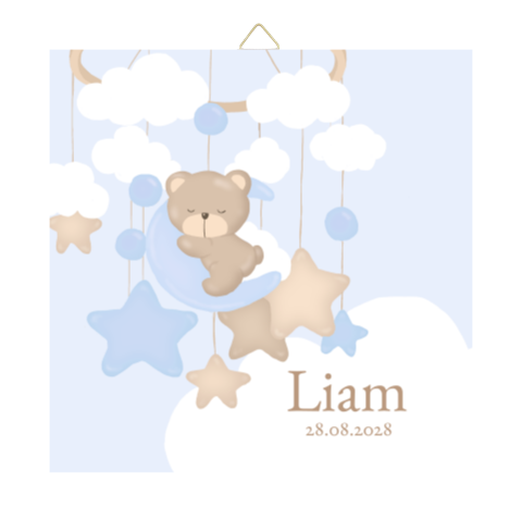 Geboortetegel Jongen met Beer en Naam