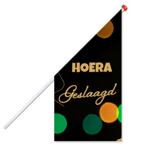 Vlag hoera geslaagd modern zwart met goud look