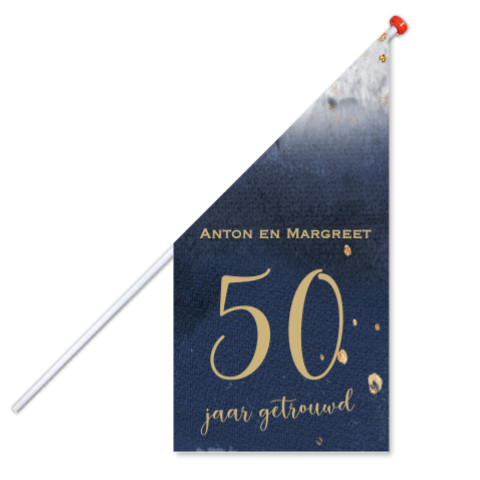 Vlag jubileum feest getrouwd blauw met goud look