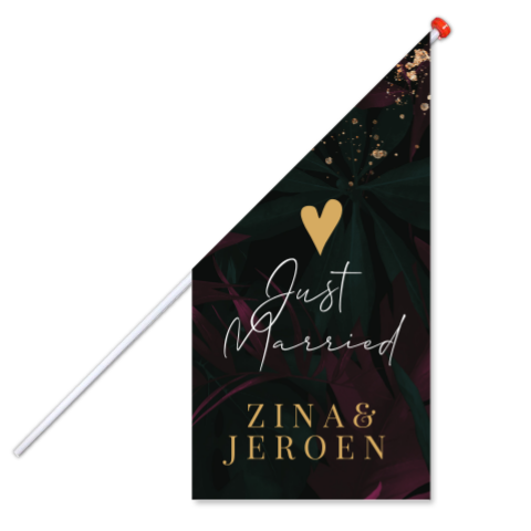 Vlag just married goud look met hartje