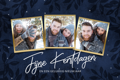 Chique kerstkaart met 3 foto's collage