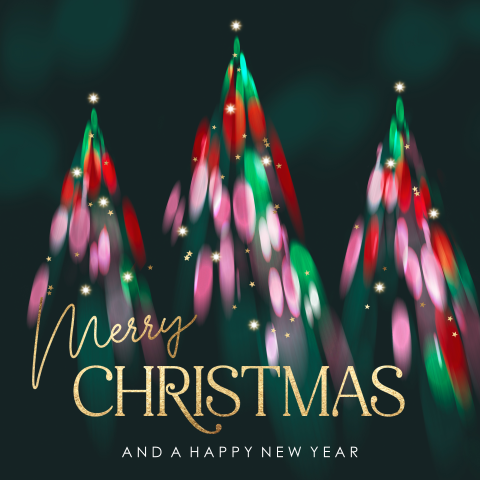 Kerstkaart stijlvolle kerstbomen design met sprankelend licht