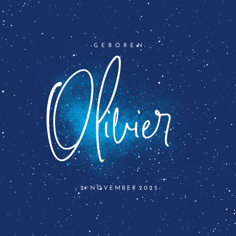 Geboortekaartje sterrenhemel jongen helder diep blauw