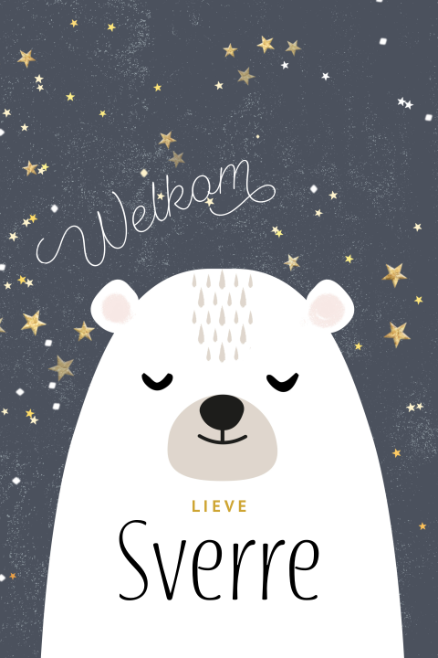 Felicitatiekaart geboorte zoon beer sterren