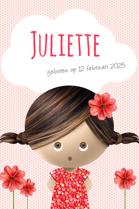Geboortekaartje meisje bloemetjes zusje
