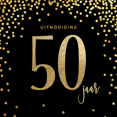 Elegante 50 jaar verjaardagsuitnodiging zwart goud