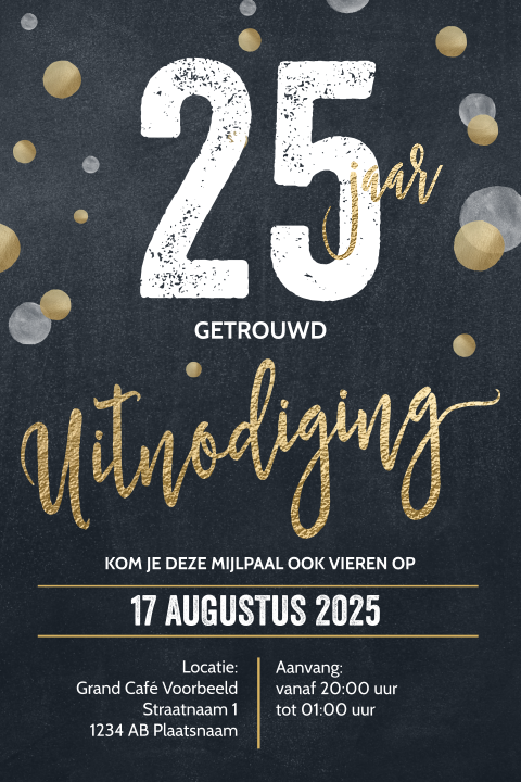 Uitnodigingskaart 25 jaar huwelijk