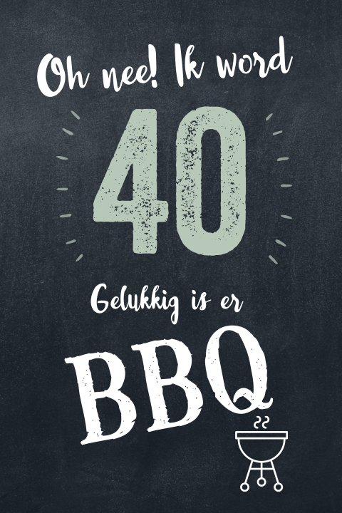 Grappige uitnodiging verjaardag BBQ 40 jaar zwart wit