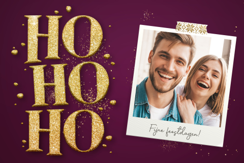 Kerstkaart Ho Ho Ho met foto