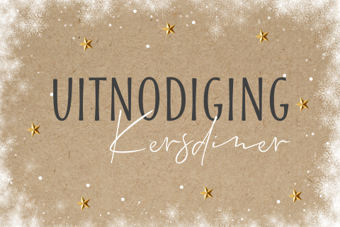 Hippe uitnodiging kerstdiner winterse sneeuw