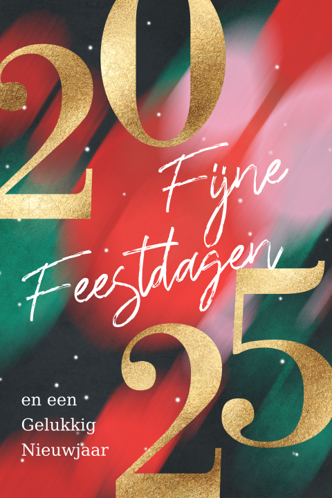 Zakelijke kerstkaart 2025 Fijne feestdagen sfeervolle kleuren