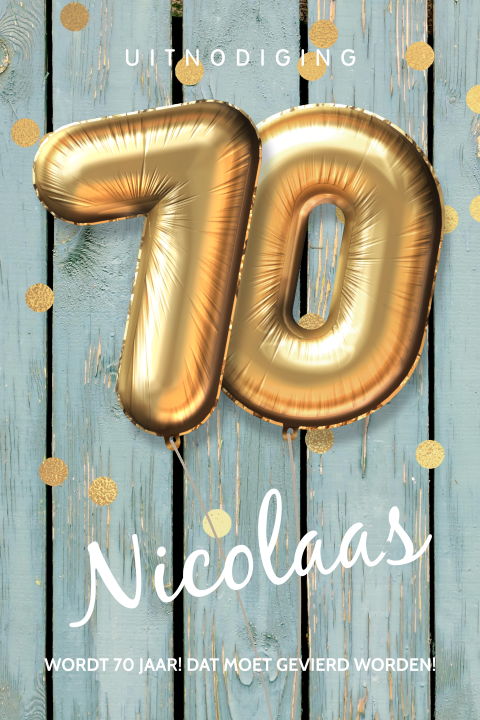 Uitnodiging verjaardag 70 jaar mint hout