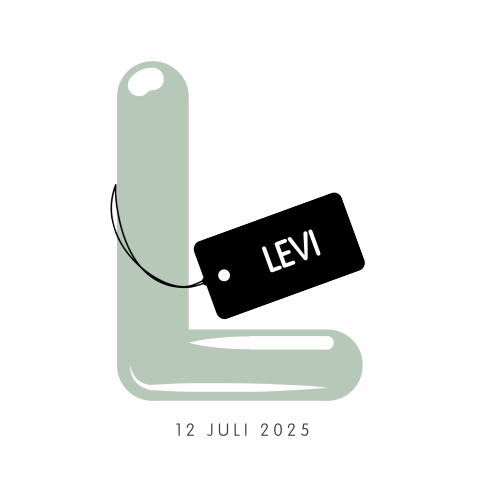 Typografie geboortekaartje voorletter label mint