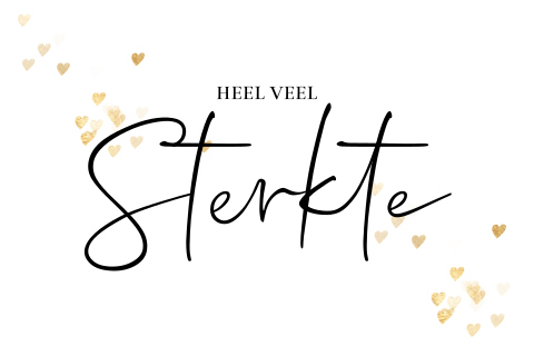Sterkte kaart stijlvol wit met gouden hartjes