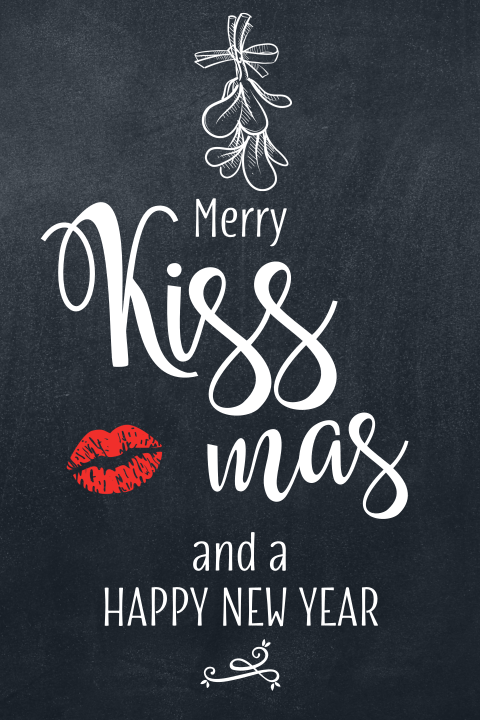 Originele kerstkaart Merry Kissmas