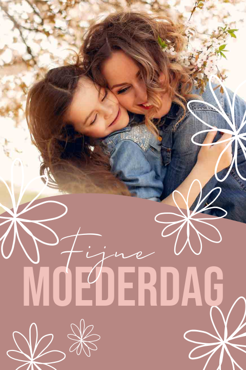Moederdag kaart met foto en bloemen