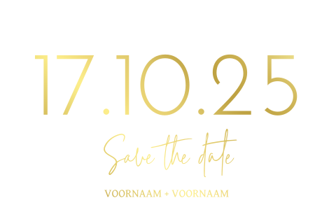Save the date kaart goudfolie datum