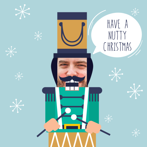 Notenkraker kerstkaart met je eigen foto gezicht