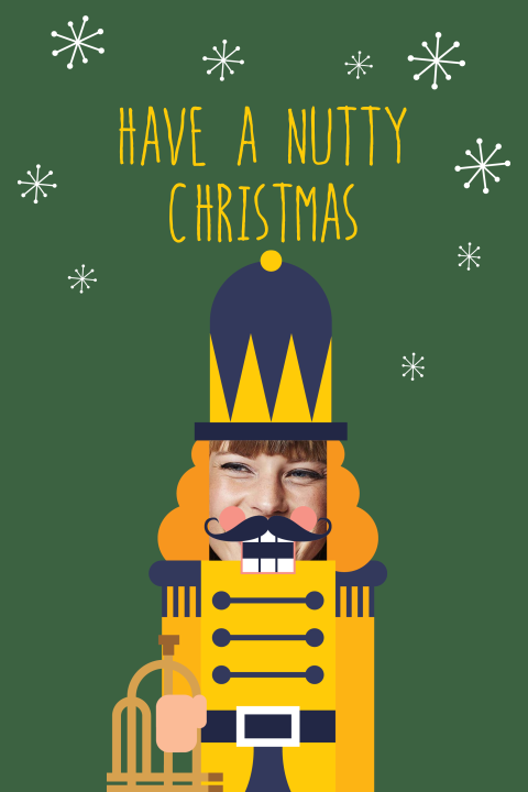 Kerstkaart met eigen foto in een grappige notenkraker