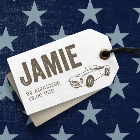 Geboortekaartje sterren blauw jongen