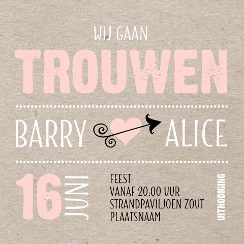 Retro trouwuitnodiging hippe typografie