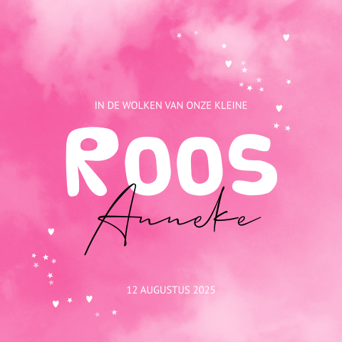 Geboortekaartje maken met wolken voor een meisje