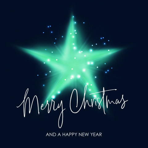 Design kerstkaart ster mint groen licht