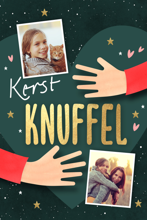 Kerstkaart kerst knuffel foto's