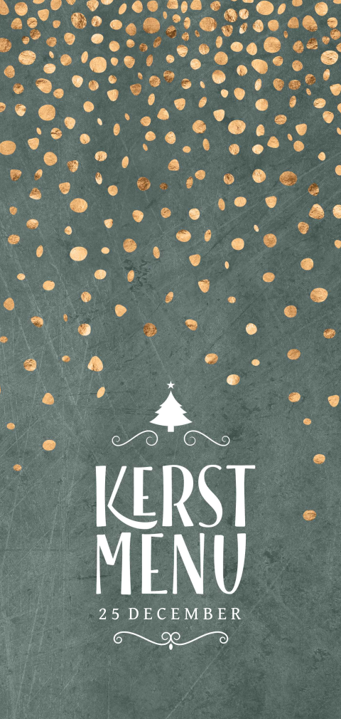 Hippe kerst menukaart groen gouden stippen