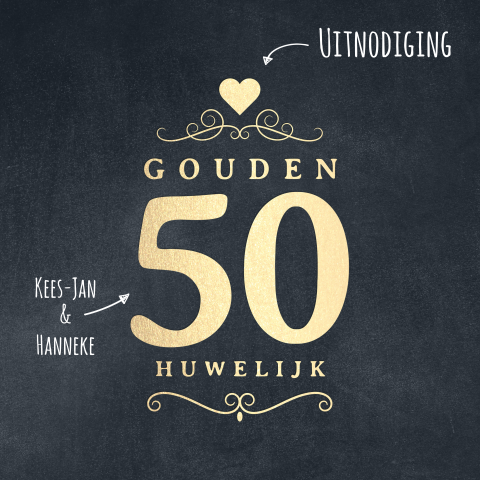 50 jaar jubileum uitnodiging zwart krijtbord