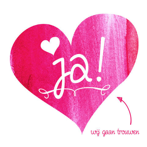 Hippe trouwkaart hartje