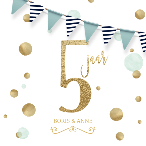 Jubileum uitnodiging 5 jaar feest vlaggen