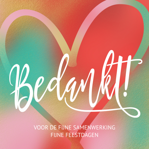 Mooie bedankkaartjes en kerstkaart samenwerking bedrijf