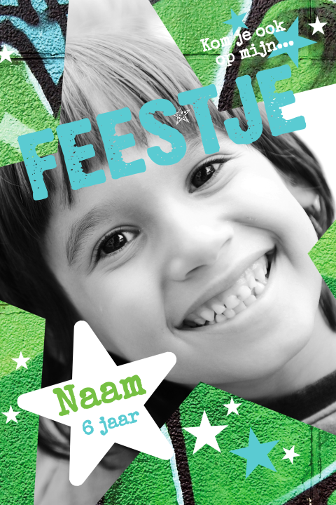Cool kinderfeestje uitnodiging groen 6 jaar